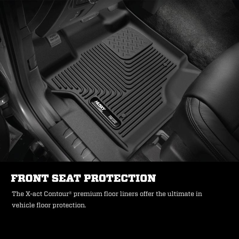 Ford F-150 Floor Mats - Front - Husky Liners - X-act Contour Series - Black - `15-`23